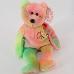Ty Beanie Baby Peace Bear Rare Retired Birthday Feb 1, 1996  Vintage Mint Condit